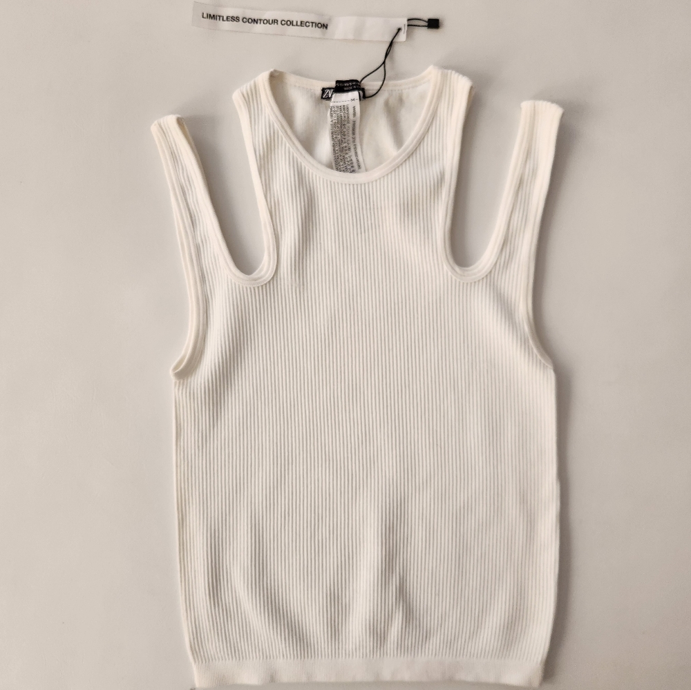 Zara Limitless Contour Collection Ribbed Double Strap Tank Top